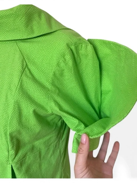 Handmade Architectural Lime Green Cotton Shift Dress - Avant Garde Mini - Picture 12 of 12